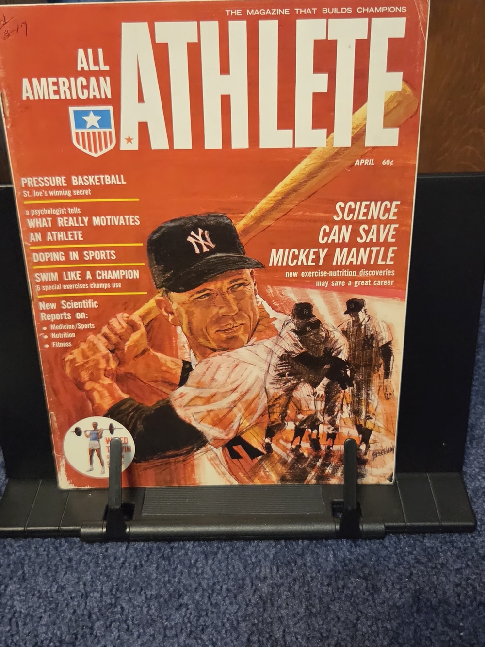 All American Athlete Magazine Cover Featuring Mickey Mantle - Red